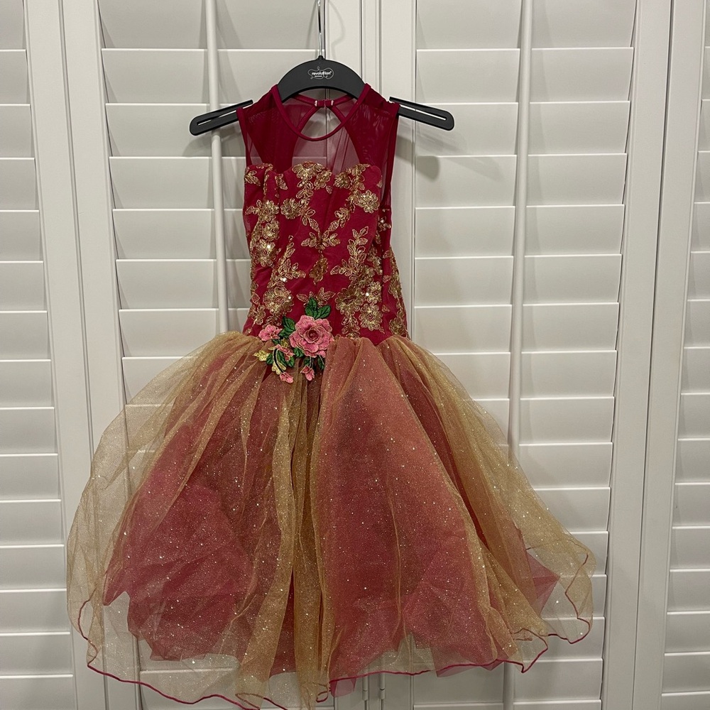 Revolution Dancewear Floral Dance Costume - Burgundy and Gold